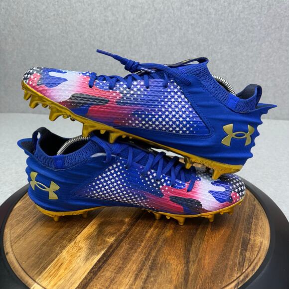 Under Armour Blur 2 MC Men\'s Size 12 Football Cleats USA Blue Gold 3027307-400